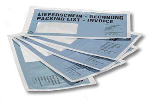 1000 Lieferscheintaschen / DIN lang / "Lieferschein-Rechnung" / Farbe: hellblau von Livepac Office