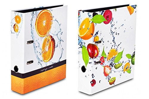 2 verschiedene Motivordner "Livepac Fruits" / DIN A4 / "Orange + Früchtemix" von Livepac Office