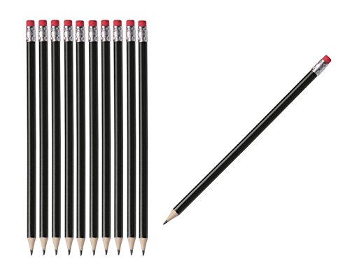 25 Bleistifte mit Radierer / HB / ohne Herstellerlogo / Farbe: lackiert schwarz von Livepac Office