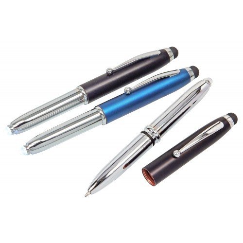 2x Touchpen Kugelschreiber mit LED Licht & Touchscreenstift / 1x schwarz + blau von Livepac Office
