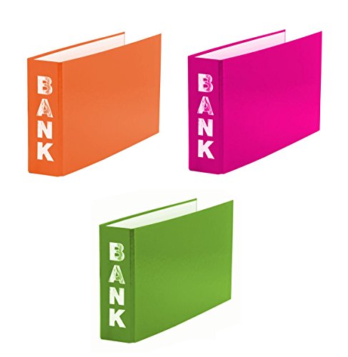 3x Bankordner / 140x250mm / für Kontoauszüge / je 1x hellgrün, orange, pink von Livepac Office