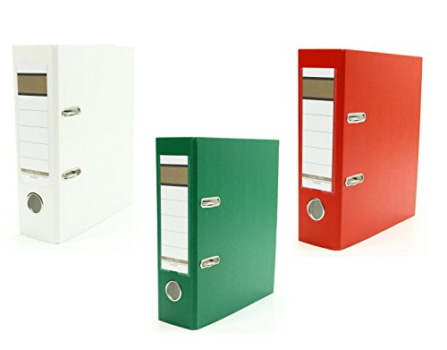 3x Ordner / DIN A5 / 75mm / Farbe: je 1x rot, grün und weiß von Livepac Office