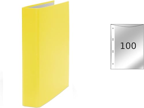 3x Ringbuch / DIN A5 / 4-Ring Ordner / Farbe: gelb + 100 Prospekthüllen 3x Ringbuch / DIN A5 / 4-Ring Ordner / Farbe: gelb + 100 Prospekthüllen von Livepac Office