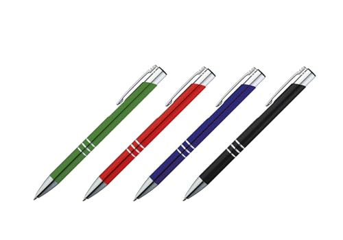 4 Kugelschreiber / Schreibfarbe = Kugelschreiberfarbe / grün, blau, rot, schwarz von Livepac-Office