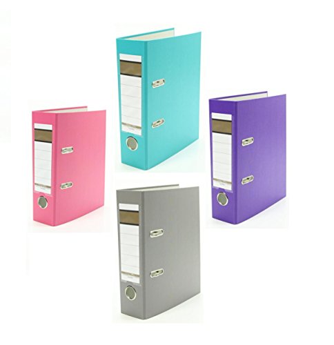 4x Ordner / DIN A5 / 75mm / Farbe: je 1x pink, türkis, lila und grau von Livepac Office
