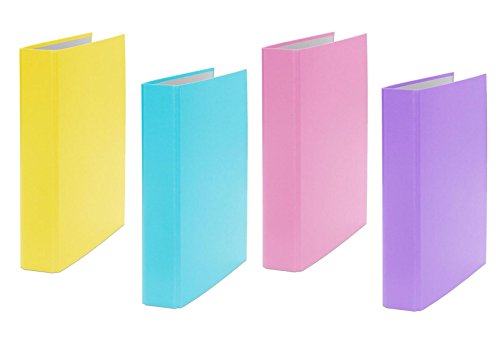 4x Ringbuch / DIN A5 / 2-Ring Ordner / je 1x gelb, türkis, pink und lila von Livepac Office