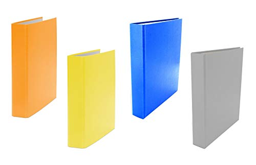 4x Ringbuch / DIN A5 / 2-Ring Ordner / je 1x hellblau, grau, gelb und orange von Livepac Office