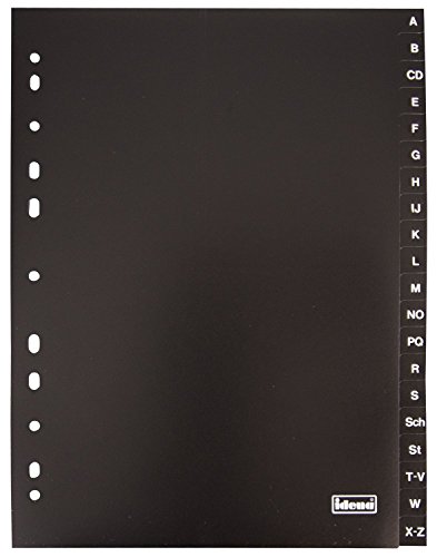 5x Ordner Register A-Z / 20tlg. / DIN A4 / aus PP 120µ / Farbe: schwarz von Livepac-Office