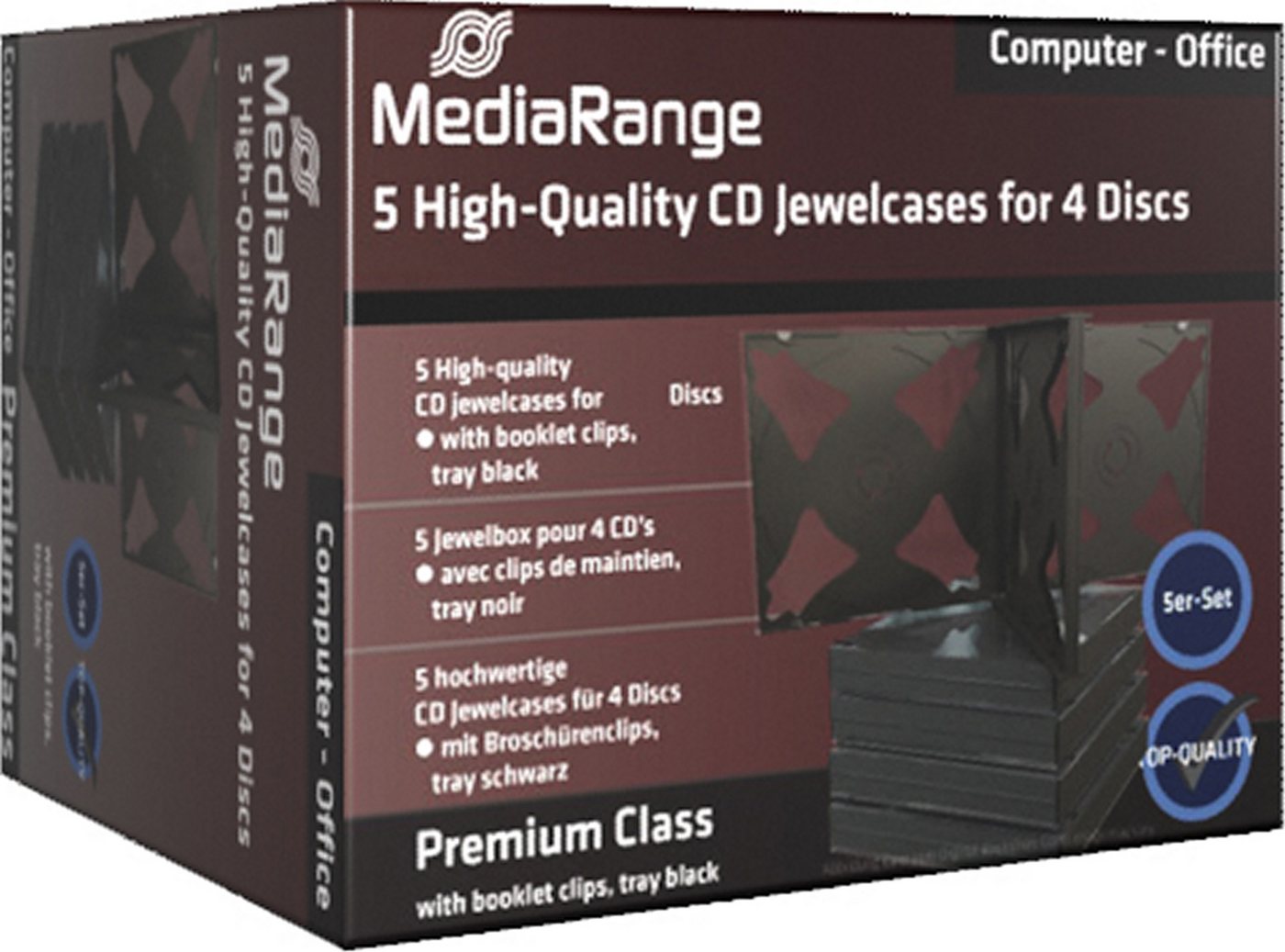 Mediarange CD-Hülle 50 (5x 10Stk) DVD CD Hüllen 4fach 4er Jewelcases von Mediarange