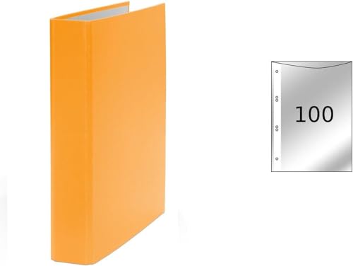 Ringbuch / DIN A5 / 2-Ring Ordner / Farbe: orange + 100 Prospekthüllen von Livepac Office