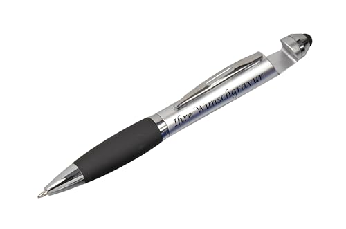 Touchpen Drehkugelschreiber mit Gravur / mit Handyhalterung von Livepac-Office