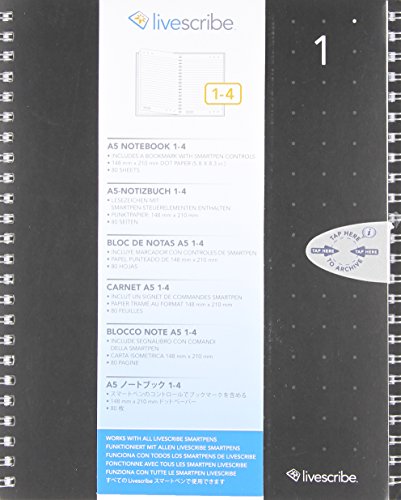Livescribe-Notizbücher, Liniert, Nummeriert 1 bis 4 (A5, 148 mm x 210 mm) Schwarz, 4er-Pack von Livescribe