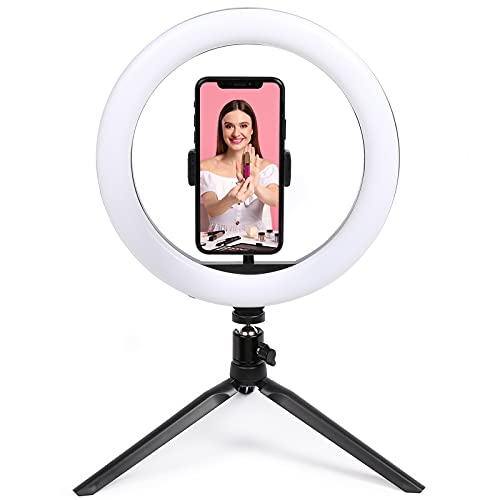 Ringlicht mit Stativ Handy - Selfie Ringleuchte 3 Lichtfarben und 10 Helligkeitsstufen Dimmbar - Handyhalterung für Fotografie und Makeup Ring LED von Livoo feel good moments