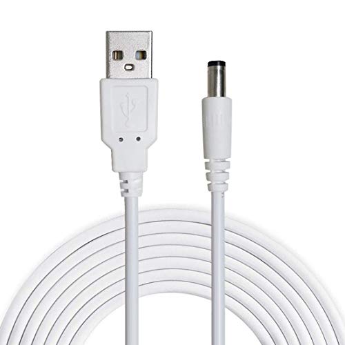 Liwinting 1m/3.28Feet USB auf DC Stecker, 5V USB-zu-DC-Kabel, 5,5 mm x 2,1 mm-DC-Stecker-Buchse Konverter Power-Ladekabel, Anzug für 5,5 mm x 2,1 mm Laptops, Router, Tastatur usw. - Weiß von Liwinting