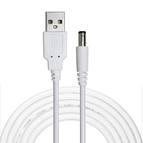 Liwinting 2m USB auf DC Stecker, 5V USB-zu-DC-Kabel, 5,5 x 2,1 mm-DC-Stecker-Buchse Konverter Power-Ladekabel, Anzug für 5,5 * 2,1 mm Laptops, Router, Tastatur usw. - Weiß von Liwinting