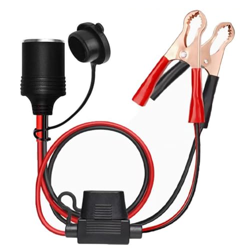 Liwinting Zigarettenanzünder Verlängerungskabel 12V/24V KFZ Batterieklemme Clip Kabel 0.6m Steckdose Adapter Buchse mit Sicherungsschutz 16 AWG 15A von Liwinting