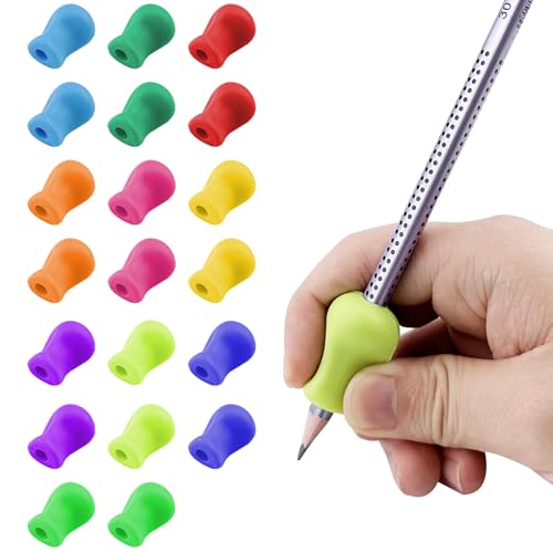 Lixiluxia 20 Stück Stiftehalter Kinder, Stifthalter Kinder Hilfe, Schreibhilfe für Stift, Stifthaltung Hilfsmittel, Silikon Schreiblernhilfe Grip, Bleistift Griffe Ergonomische für Erwachsene von Lixiluxia