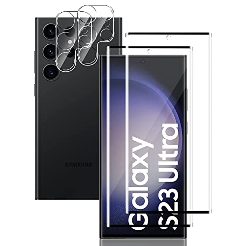 Ljietr 2+2 Stück Schutzfolie für Samsung Galaxy S23 Ultra 5G Panzer Schutz Glas, 2 Panzerfolie und 2 Kamera Schutzglas, HD Displayschutzfolie, 9H Härte für Samsung Galaxy S23 Ultra 5G von Ljietr