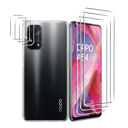 Ljietr 3+3 Stück Schutzfolie für OPPO A54 5G Panzer Schutz Glas, 3 Panzerfolie und 3 Kamera Schutzglas, HD Displayschutzfolie, 9H Härte für OPPO A54 5G von Ljietr