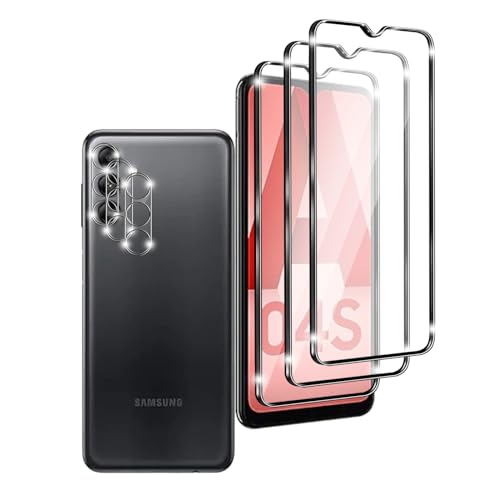 Ljietr 3+3 Stück Schutzfolie für Samsung Galaxy A04s Panzer Schutz Glas, 3 Panzerfolie und 3 Kamera Schutzglas, HD Displayschutzfolie, 9H Härte für Samsung Galaxy A04s von Ljietr