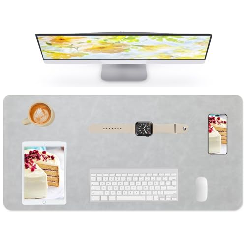 Lllunimon Groß Leder Schreibtischunterlage Beschützer Mauspad PU Leather Desk Mat Large Mouse Pad Rutschfest Tischmatten Mausmatte Wasserdicht Schreibblock für Büro und Zuhause (Hellgrau, 120x60cm) Lllunimon Groß Leder Schreibtischunterlage Beschützer Mauspad PU Leather Desk Mat Large Mouse Pad Rutschfest Tischmatten Mausmatte Wasserdicht Schreibblock für Büro und Zuhause (Hellgrau, 120x60cm) von Lllunimon