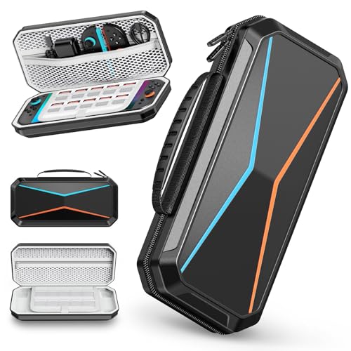 Lmcpa Entworfen Tasche für 2025 Nintendo Switch 2-Konsole, Reisetasche mit 10 Spielkassetten, PC Schützende Tragbare Hartschalentasche für 2025 Nintendo Switch 2-Konsole und Zubehör, Schwarz von Lmcpa