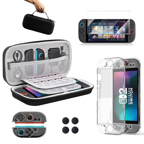 Lmcpa Tragetasche kompatibel mit 2025 Nintendo Switch 2, Nintendo Switch 2 Zubehör beinhaltet Nintendo Switch 2 Reisetasche, Displayschutz, transparente Schutzhülle, Daumengriff von Lmcpa