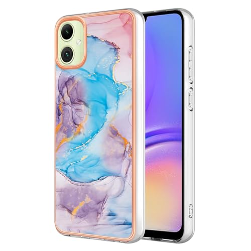 Lnxlanxx Kompatibel für Samsung Galaxy A06 Hülle Silikon Bumper Hart PC Case Ultra Dünn Marmor Motiv Backcover Hüllen Tasche Cover Handyhülle (blau) von Lnxlanxx