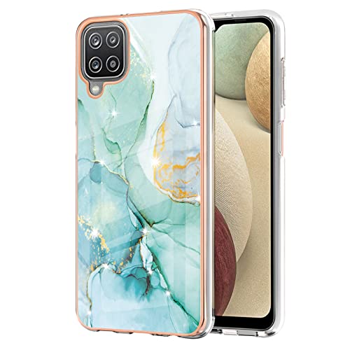 Lnxlanxx Kompatibel für Samsung Galaxy A12 Hülle Silikon Bumper Hart PC Case Ultra Dünn Marmor Motiv Backcover Hüllen Tasche Cover Handyhülle (grün) von Lnxlanxx