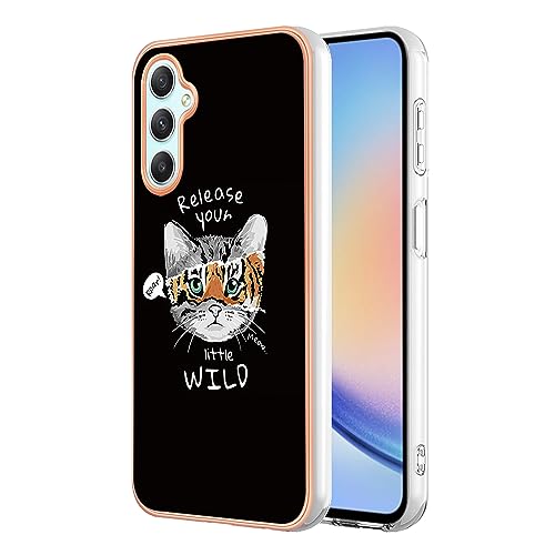 Lnxlanxx Kompatibel für Samsung Galaxy A26 Hülle Silikon Bumper Hart PC Case Ultra Dünn Marmor Motiv Backcover Hüllen Tasche Cover Handyhülle (Katze) von Lnxlanxx