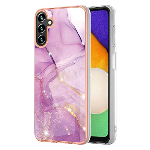 Lnxlanxx Kompatibel für Samsung Galaxy A34 5G Hülle Silikon Bumper Hart PC Case Ultra Dünn Marmor Motiv Backcover Hüllen Tasche Cover Handyhülle (lila 1) von Lnxlanxx