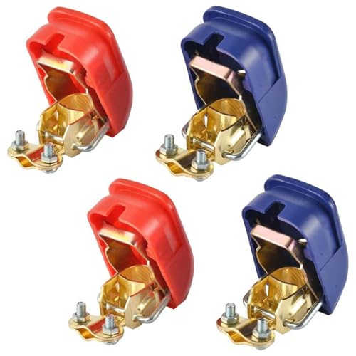 LoNinLoAn 2 Paar Schnellklemmen Polklemmen, 12V Batterieklemme, ABS-Messing-Zink-Legierung, Rot und Blau, Clip-on Montage, IP54, 4 Stück von LoNinLoAn