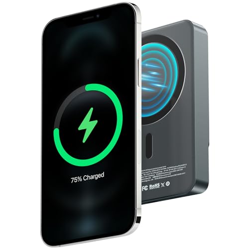 LoQuick Magnetische Wireless Powerbank 10000mAh, Magnetische Power Bank mit LED Display PD 20W Schnellladen Mini Mag-Safe AkkuPack für iPhone 15/14/13/12/Mini/Pro/Pro Max, Dunkelgrau LoQuick Magnetische Wireless Powerbank 10000mAh, Magnetische Power Bank mit LED Display PD 20W Schnellladen Mini Mag-Safe AkkuPack für iPhone 15/14/13/12/Mini/Pro/Pro Max, Dunkelgrau von LoQuick