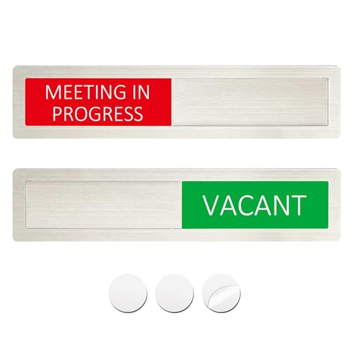 Schild mit Aufschrift "Vacant Meeting in Progress", "Vacant Occupied" für Zuhause, Büro, Hotels, Krankenhaus, Konferenzraum, Schiebetürschild sagt, ob Zimmer frei oder belegt sind, 17,8 x 3,8 cm, von LoYinLo
