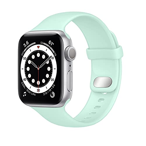 Lobnhot Kompatibel für Apple Watch Armband 38mm 40mm 41mm,Weiches Sport Silikon Ersatzarmband Kompatibel mit iWatch Series SE 7 6 5 4 3 2 1 für Damen Herren (Hell grün-38/40/41MM) von Lobnhot