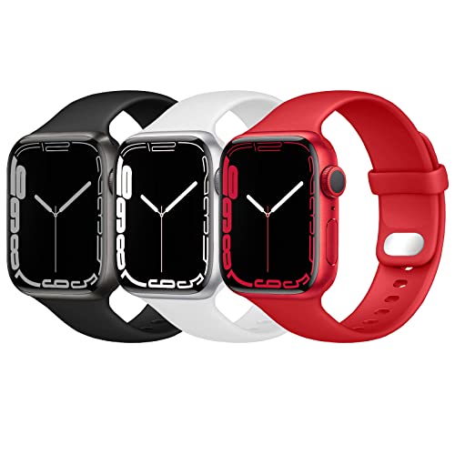 Lobnhot Kompatibel für Apple Watch Armband 38mm 40mm 41mm,Weiches Sport Silikon Ersatzarmband Kompatibel mit iWatch Series SE 7 6 5 4 3 2 1 für Damen Herren (Schwarz/Weiß/Rot-38/40/41MM) von Lobnhot