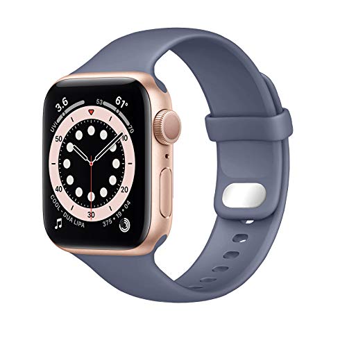 Lobnhot Kompatibel für Apple Watch Armband 41mm 38mm 40mm,Weiches Sport Silikon Ersatzarmband Kompatibel mit iWatch Series 7 SE 6 5 4 3 2 1 für Damen Herren (38/40/41MM-Lavendel-grau) von Lobnhot