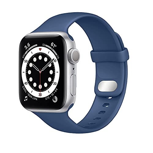Lobnhot Kompatibel für Apple Watch Armband 41mm 38mm 40mm,Weiches Sport Silikon Ersatzarmband Kompatibel mit iWatch Series 7 SE 6 5 4 3 2 1 für Damen Herren (38/40/41MM-Meer blau) von Lobnhot
