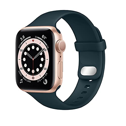 Lobnhot Kompatibel für Apple Watch Armband 41mm 38mm 40mm,Weiches Sport Silikon Ersatzarmband Kompatibel mit iWatch Series 7 SE 6 5 4 3 2 1 für Damen Herren (38/40/41MM-Stockente-grün) von Lobnhot