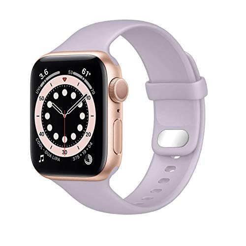 Lobnhot Kompatibel für Apple Watch Armband 45mm 42mm 44mm,Weiches Sport Silikon Ersatzarmband Kompatibel mit iWatch Series 7 SE 6 5 4 3 2 1 für Damen Herren (42/44/45MM-Lavendel) von Lobnhot