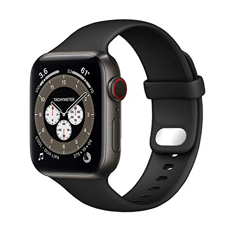 Lobnhot Kompatibel für Apple Watch Armband 45mm 42mm 44mm,Weiches Sport Silikon Ersatzarmband Kompatibel mit iWatch Series 7 SE 6 5 4 3 2 1 für Damen Herren (42/44/45MM-Schwarz) von Lobnhot