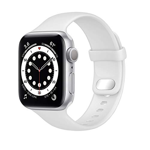 Lobnhot Kompatibel für Apple Watch Armband 45mm 42mm 44mm,Weiches Sport Silikon Ersatzarmband Kompatibel mit iWatch Series 7 SE 6 5 4 3 2 1 für Damen Herren (42/44/45MM-Weiß) von Lobnhot