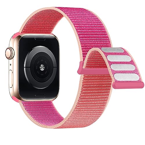 Lobnhot Nylon Armband kompatibel mit Apple Watch Armband 40mm 38mm 41mm, Verstellbares Sport Armband kompatibel für iWatch Series 7 SE 6 5 4 3 2 1 (38/40/41mm-Granatapfel) von Lobnhot