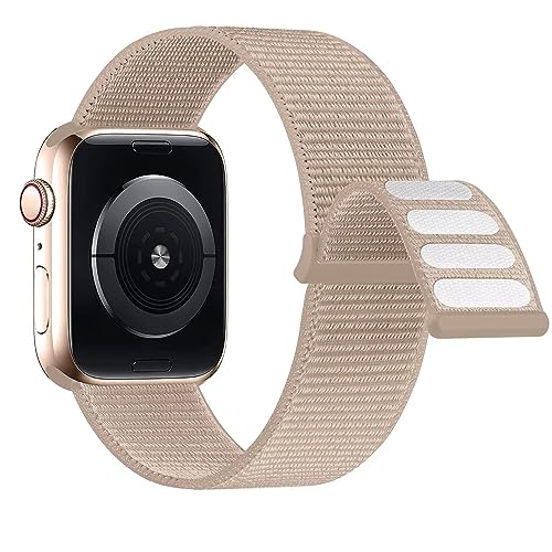 Lobnhot kompatibel mit Apple Watch Armband 44mm 42mm 45mm 46mm, Nylon Sport Armband kompatibel für iWatch Series 10 9 8 7 SE 6 5 4 3 2 1, Nussbaum von Lobnhot