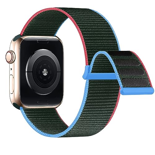Lobnhot Nylon Armband kompatibel mit Apple Watch Armband 40mm 38mm 41mm, Verstellbares Sport Armband kompatibel für iWatch Series 10 9 8 7 SE 6 5 4 3 2 1, Olive von Lobnhot