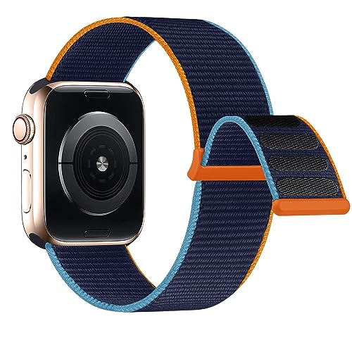 Lobnhot Nylon Armband kompatibel mit Apple Watch Armband 40mm 38mm 41mm, Verstellbares Sport Armband kompatibel für iWatch Series 7 SE 6 5 4 3 2 1 (38/40/41mm-Tiefe Marine) von Lobnhot