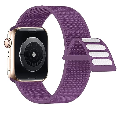 Lobnhot Nylon Armband kompatibel mit Apple Watch Armband 40mm 38mm 41mm, Verstellbares Sport Armband kompatibel für iWatch Series 7 SE 6 5 4 3 2 1 (38/40/41mm-Violett) von Lobnhot