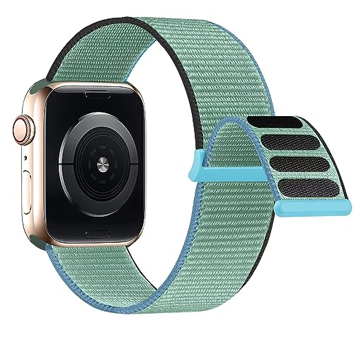 Lobnhot Nylon Armband kompatibel mit Apple Watch Armband 44 mm 42 mm 45mm, Verstellbares Sport Armband kompatibel für iWatch Series 7 SE 6 5 4 3 2 1 (42/44/45mm-Inverness Grün) von Lobnhot