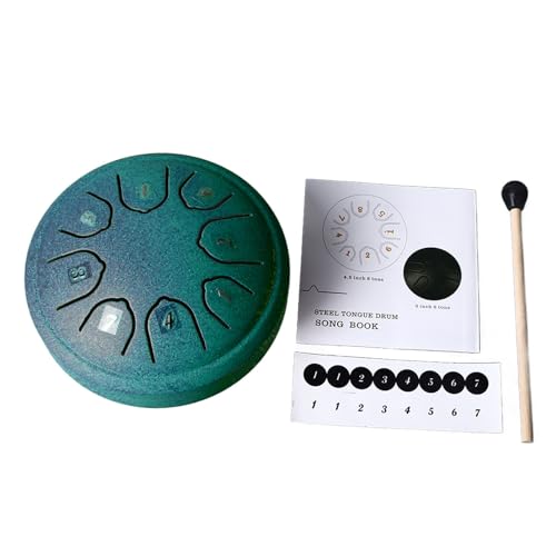 Trommel aus Kohlenstoffstahl, 8-Note-Handpan-Instrument, C-Trommel für Meditationsmeditation, tragbare Stahlzungentrommel, Anfänger-Percussion-Instrument, Mini-Handpan für (Grün) von Loboo Idea