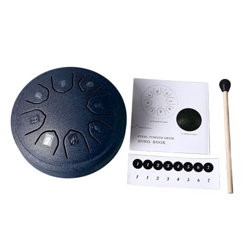 Trommel aus Kohlenstoffstahl, 8-Note-Handpan-Instrument, C-Trommel für Meditationsmeditation, tragbare Stahlzungentrommel, Anfänger-Percussion-Instrument, Mini-Handpan für (Marineblau) von Loboo Idea